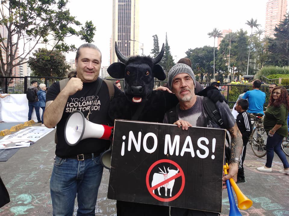 Activists in Colombia against bullfighting