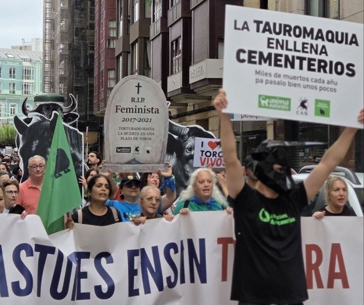CAS doet mee aan demonstratie tegen stierenvechten in Gijón